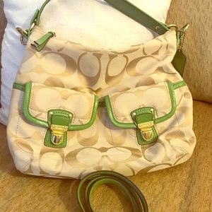 Coach purse - Apple green and tan